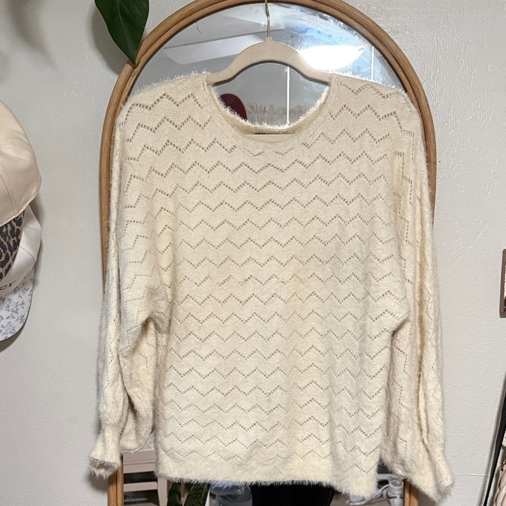 Angie Cream Chevron Knit Sweater